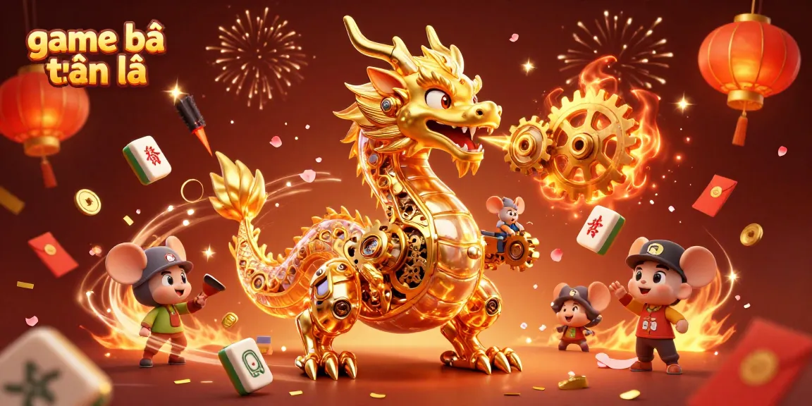 Experience game bài tiến lên with vibrant golden dragon and casino elements in this captivating illustration.