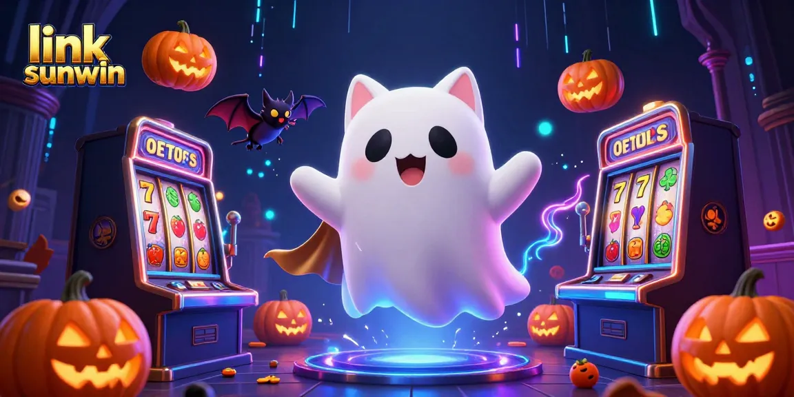 Win big at link sunwin with a friendly ghost cat floating through a haunted casino filled with jackpots.