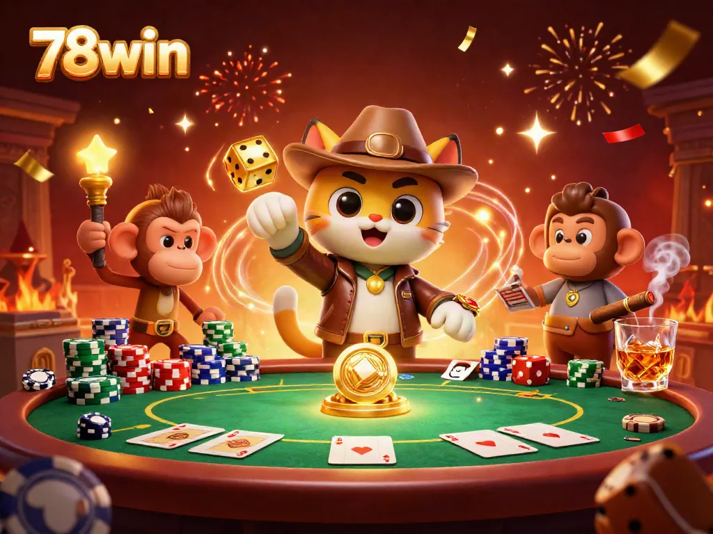 Experience thrilling moments with 78win as a cat archaeologist uncovers golden casino treasures.