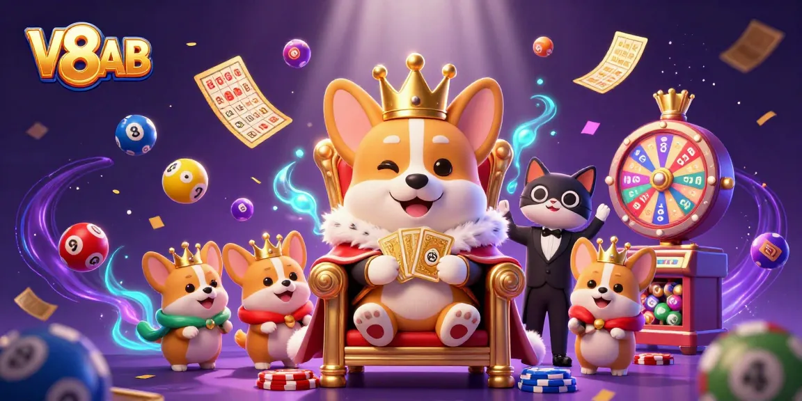 Experience fun gaming and promotions at V8AB with interactive lottery balls and animated prizes.