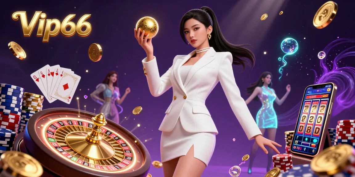 Win at Vip66 with vibrant casino action, featuring a confident woman holding a roulette ball