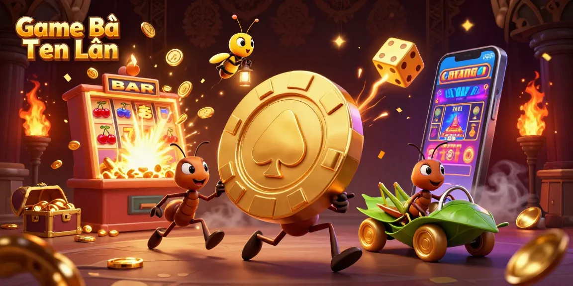 Game Bài Tiến Lên showcases a heist scene with ants, casino elements, and dynamic action.