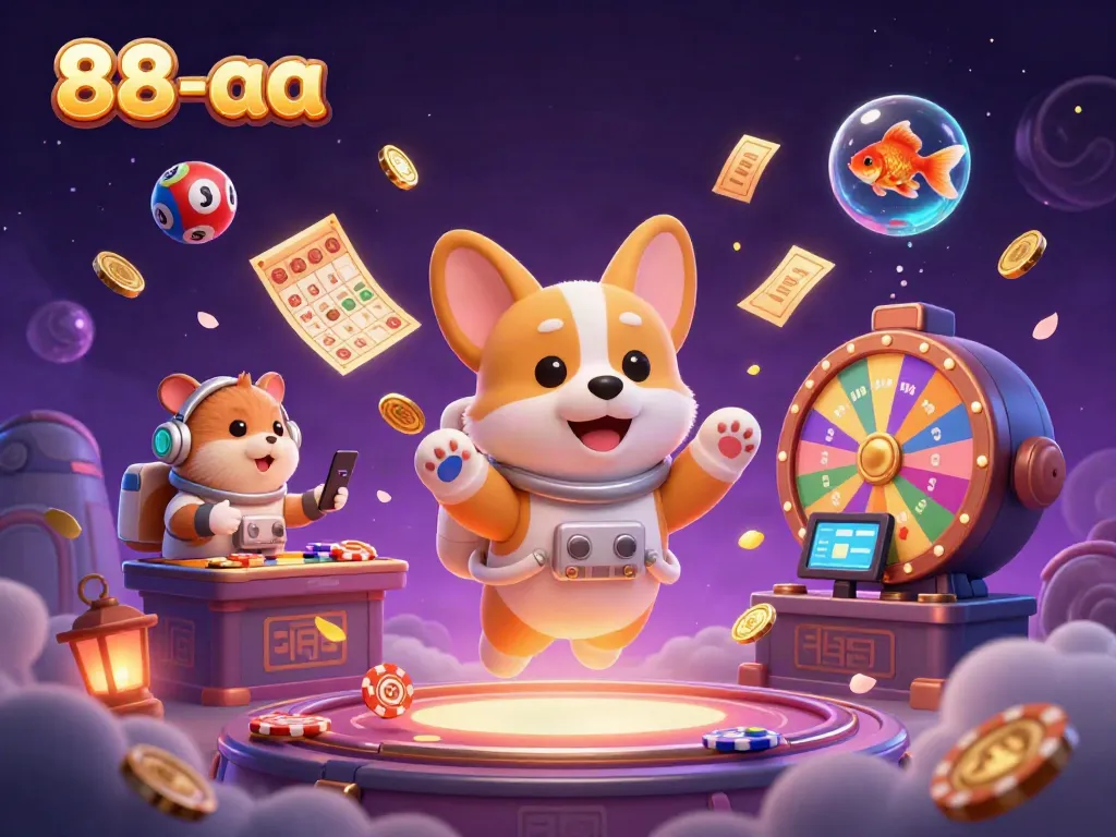 Play thrilling games at 88-aa in a futuristic casino with an astronaut corgi and dynamic lottery elements.