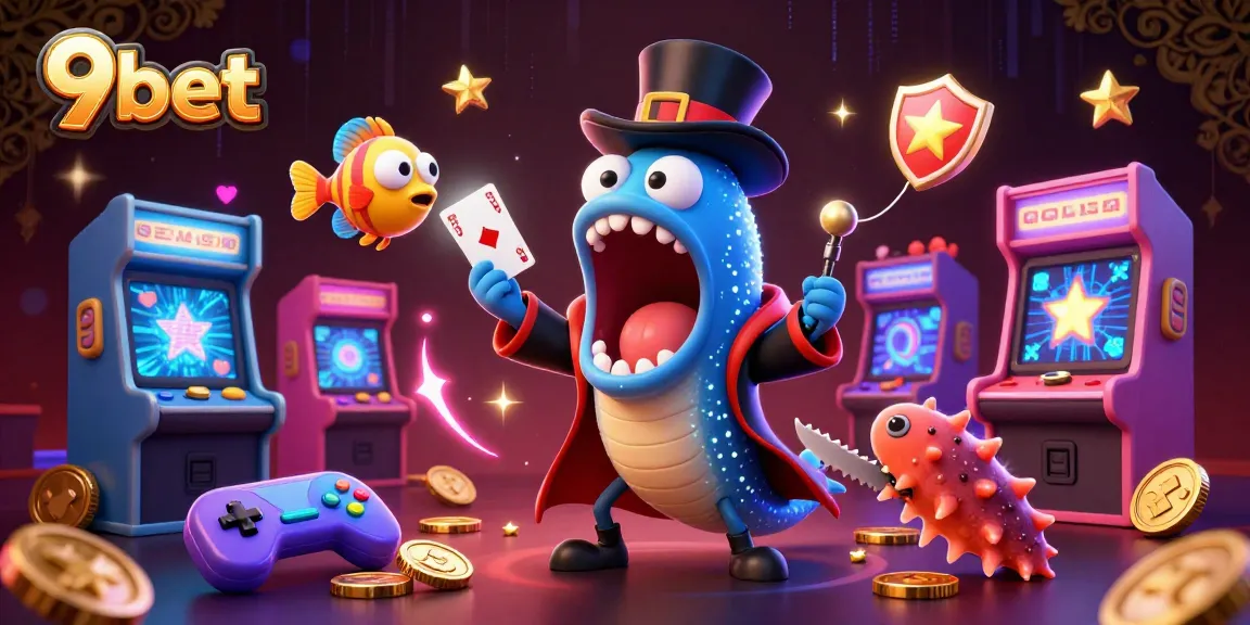 Engage with 9bet's vibrant gaming world featuring an undersea magic performance.