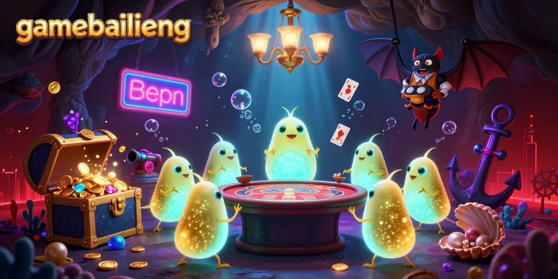 Experience the excitement of gamebailieng with glowworms lighting a fantasy casino filled with treasures.