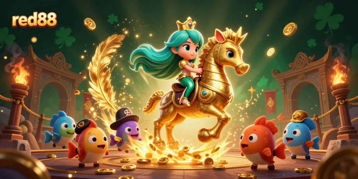 Join the excitement at red88 with a vibrant gaming illustration of mermaid characters and casino elements.