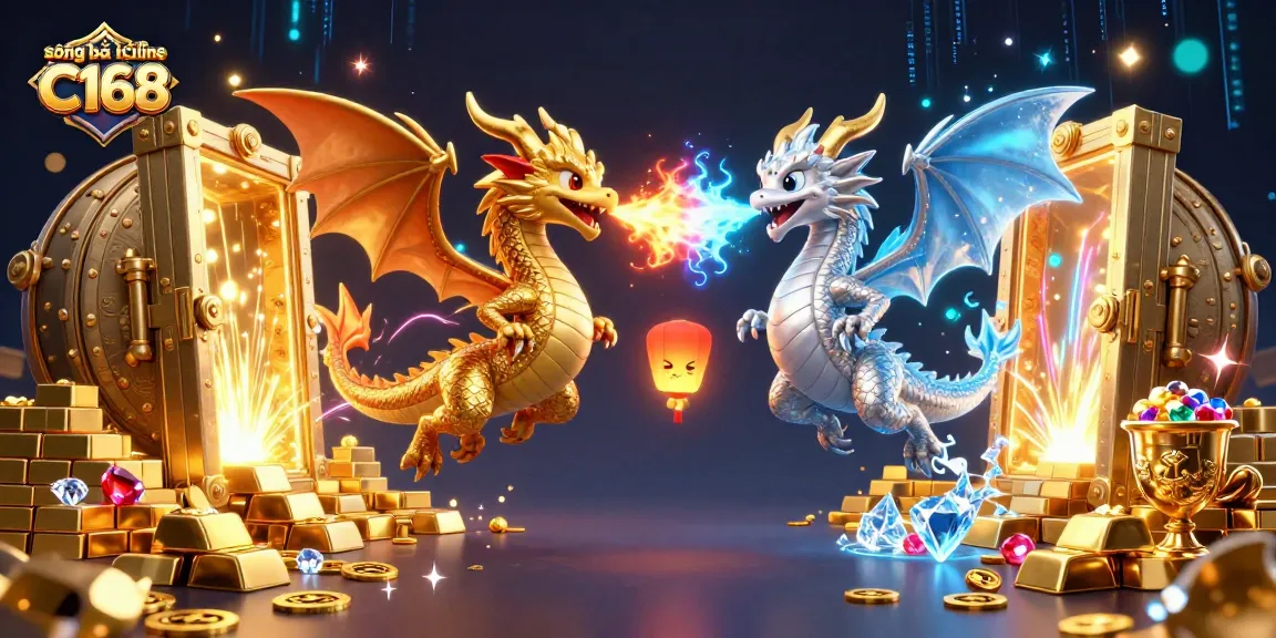 Engage in thrilling gameplay at sòng bài trực tuyến C168, featuring dynamic scenes with dragons, treasures, and excitement.