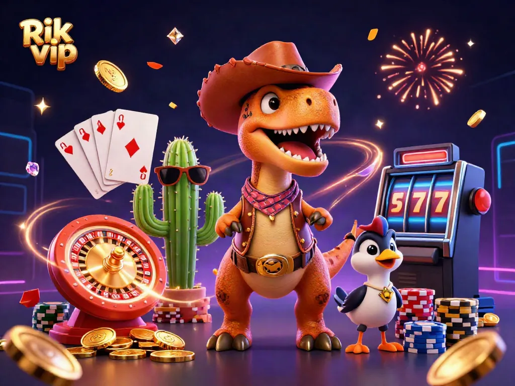 Engage with Rik vip's exciting casino experience and winning strategies in this vibrant illustration.