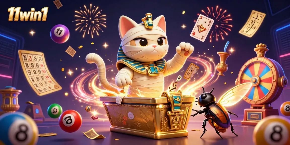 Engage with 11win1 through a vibrant illustration of a casino-themed adventure.