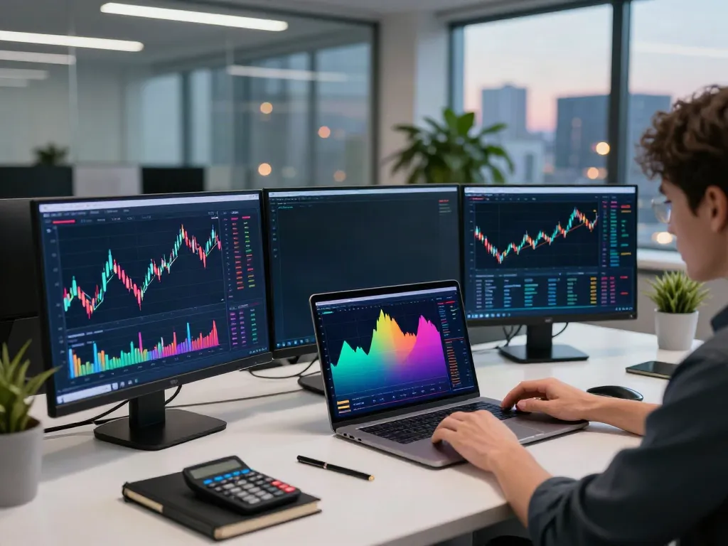 Explore Telegram Stars and gifts within a cryptocurrency trading setup featuring multiple screens, digital wallet, and DeFi tools.