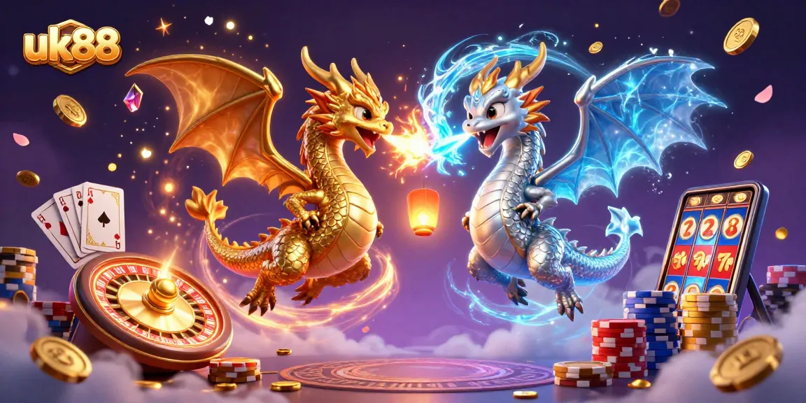 Experience the thrilling action of uk88 with 3D dragons and dynamic casino elements.