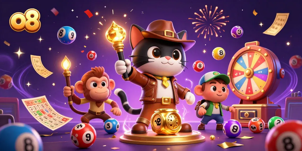 Experience thrilling adventures at o8 casino featuring lucky characters and vibrant lottery elements.