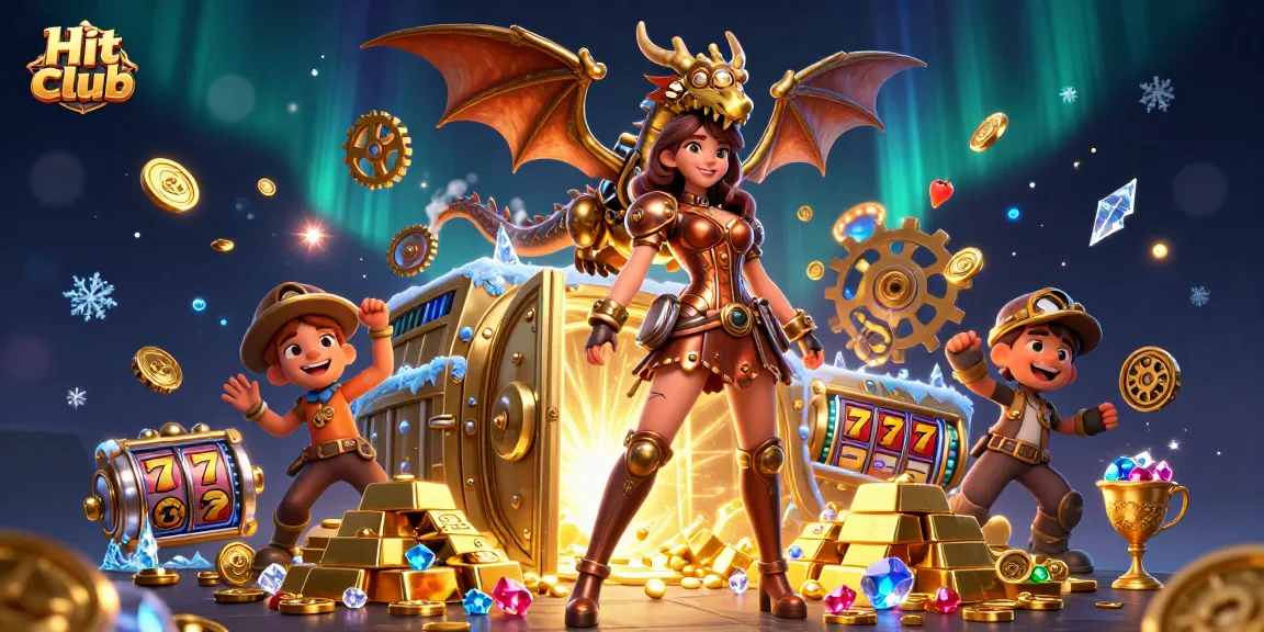 Engage in thrilling gaming action at Hit club with vibrant 3D casino elements and stunning characters.