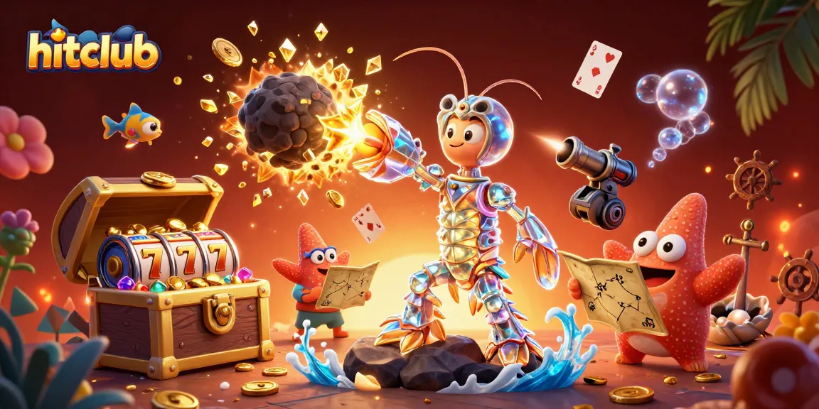 Play and win golden gems at hitclub with galactic mantis shrimp in a dynamic casino scene.