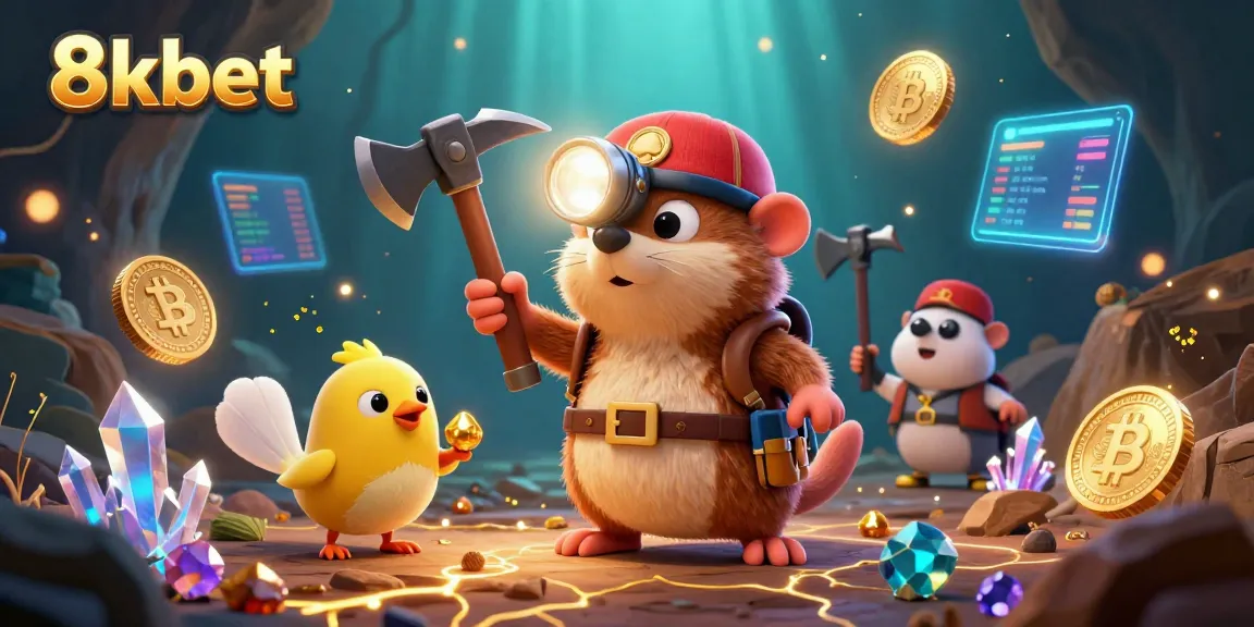 Engage with 8xbet's thrilling gambling experience featuring treasure hunter mole in a vibrant cave of games.