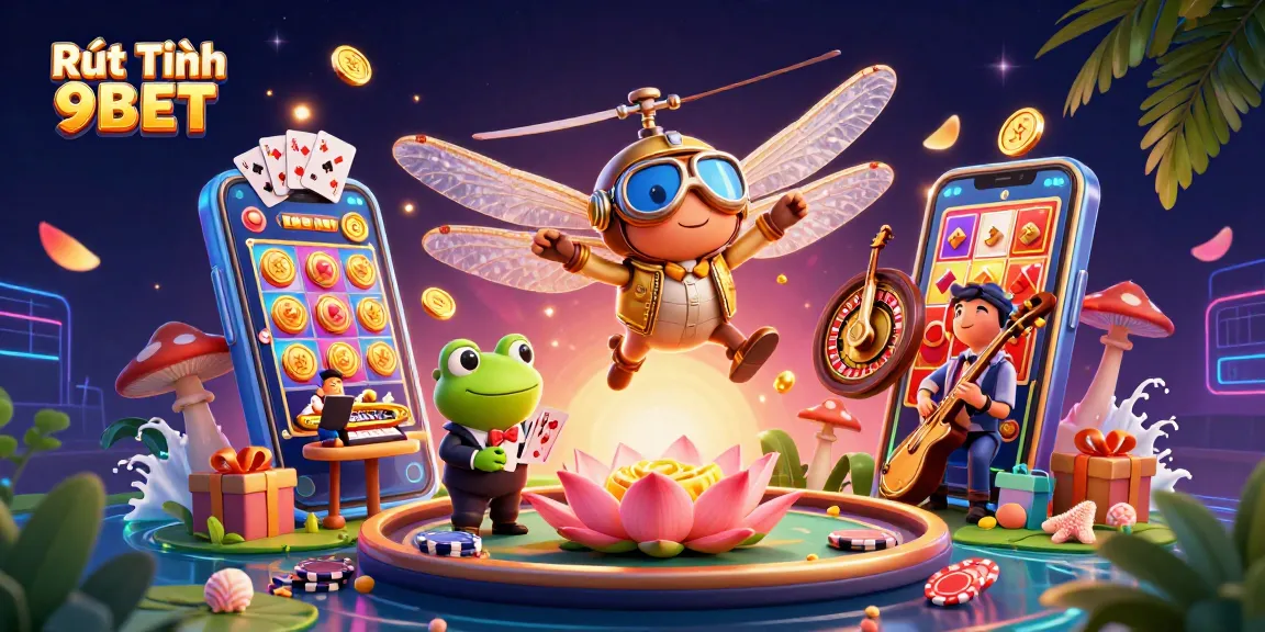 Experience Rút Tiền 9BET with vibrant casino elements, featuring unique characters and dynamic gameplay.