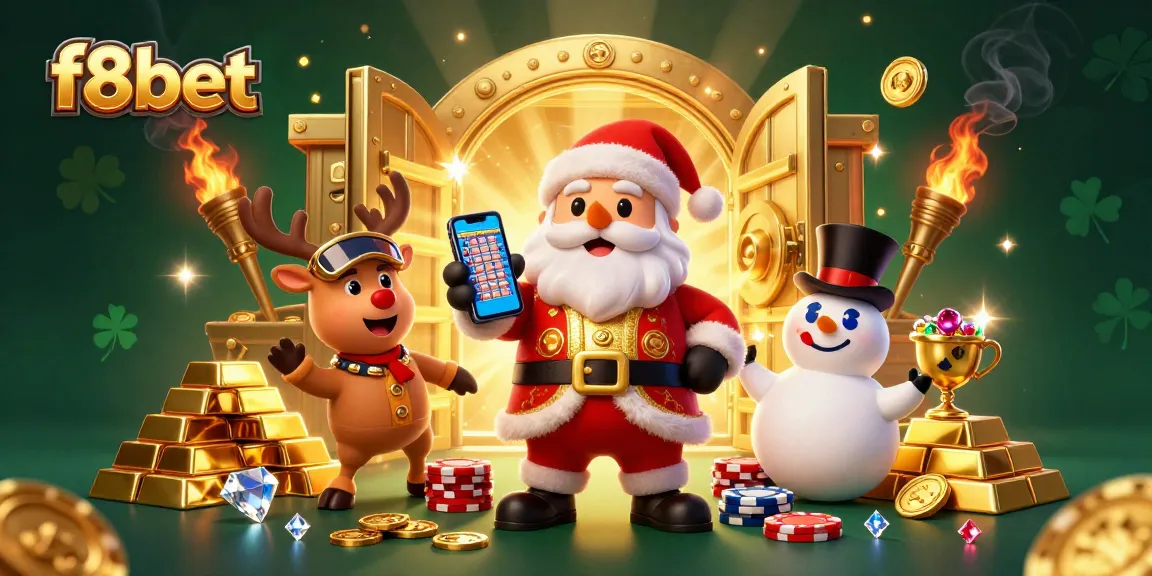 Experience thrilling gameplay at f8bet with Santa and friends in a vibrant casino scene!