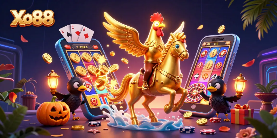 Xo88 sparks excitement in a vibrant casino scene full of games and golden rewards.