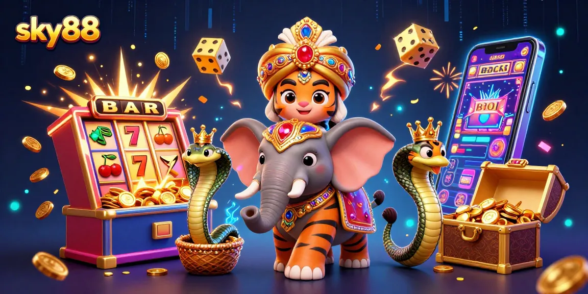 Sky88 thrums with excitement as the tiger maharaja, elephant, and cobra enchant the online casino world.