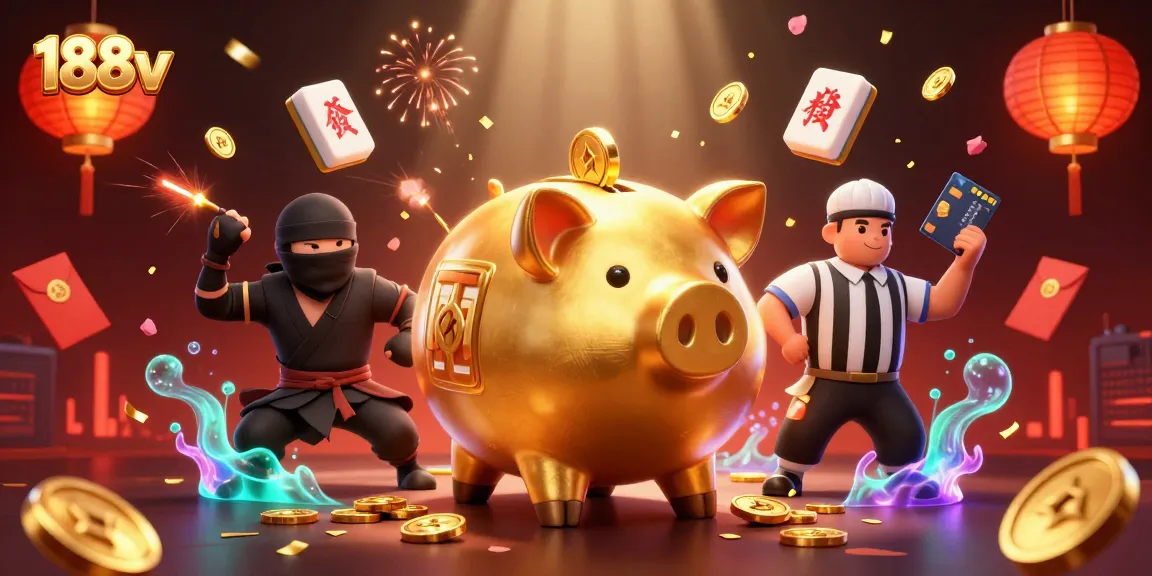 Experience the excitement of 188v with a dynamic casino scene featuring a sumo wrestler and ninja!