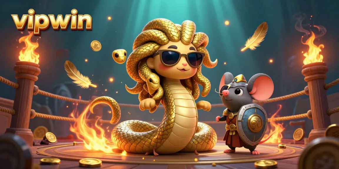 Experience thrilling bets and winning opportunities at VIPWIN, featuring Medusa and a brave warrior.