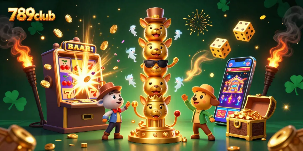 Experience thrilling gaming at 789club with golden totem pole and jackpot-filled slot machine.