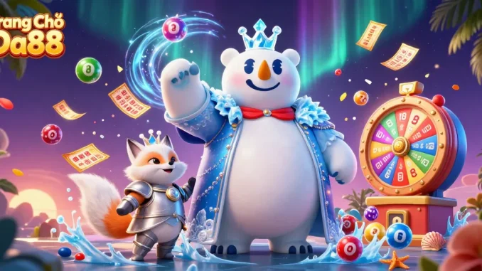 Win big with Trang Chủ Da88's 3D polar bear and snow fox in a magical casino scene.