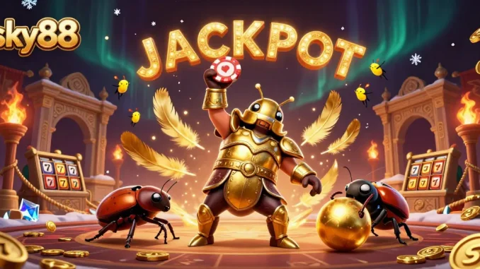sky88 game-winning beetle celebrates a jackpot lift among casino elements