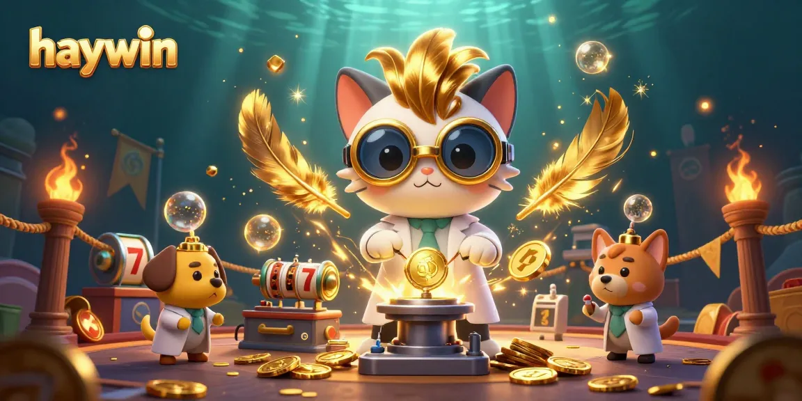 Engage with the thrilling gaming action at haywin featuring a mad scientist cat and dog in a dynamic casino lab.