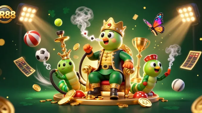 TR88 captures thrilling online gaming with a vibrant 3D casino scene featuring sports and poker elements.