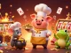 Win big with hi88 in a vibrant casino scene featuring gold coins and dynamic gambling elements.