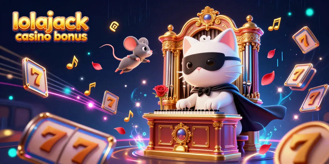 Experience the thrilling lolajack casino bonus with vibrant games, slot reels, and gambling excitement in a stunning illustration