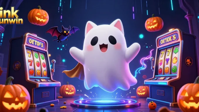 Win big at link sunwin with a friendly ghost cat floating through a haunted casino filled with jackpots.