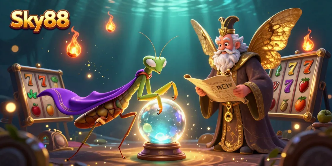 Sky88 offers thrilling casino experiences with slot machines and vibrant illustrations.