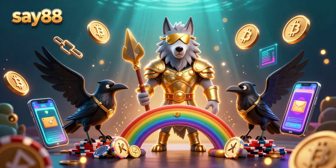 Seize thrilling wins with say88's vibrant gaming scene featuring Odin, surrounded by rich casino elements.