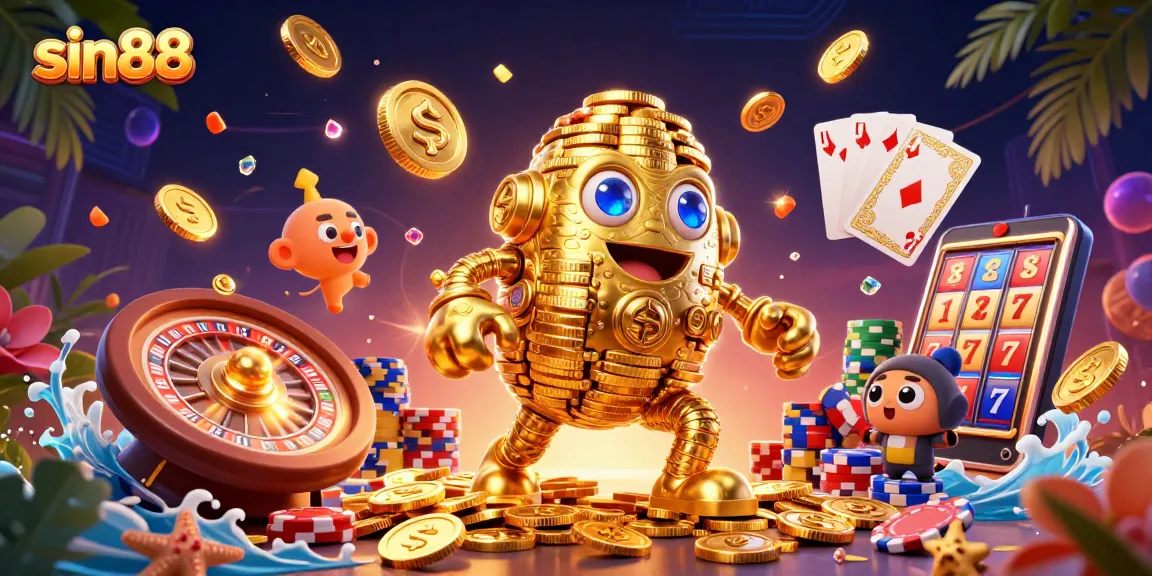 Play thrilling games at sin88 with golden golem and sparkling casino elements.