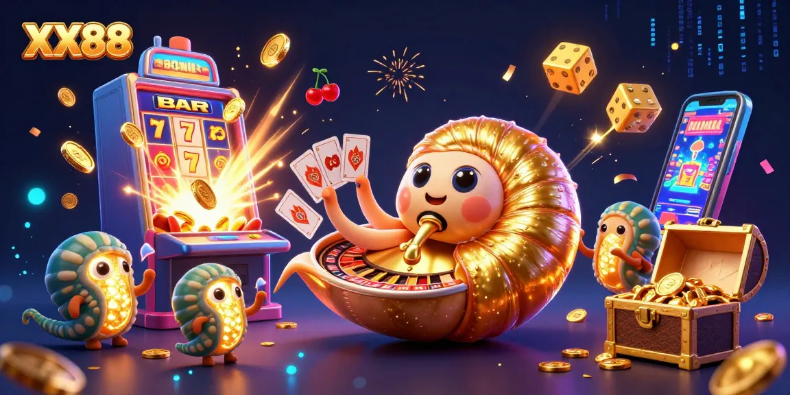 Experience thrilling gameplay with XX88 as the giant nautilus reveals casino treasures and spinning reels.