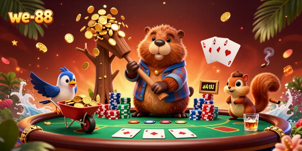 Experience winning strategies with we-88’s entertaining cartoon scene showcasing fun gambling elements.
