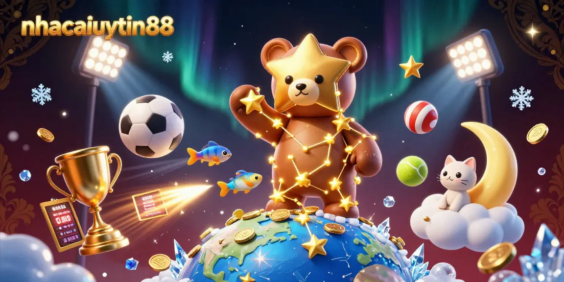 Engage with high-stakes action at nhacaiuytin88, where golden stars scoop up winnings amidst vibrant casino elements.