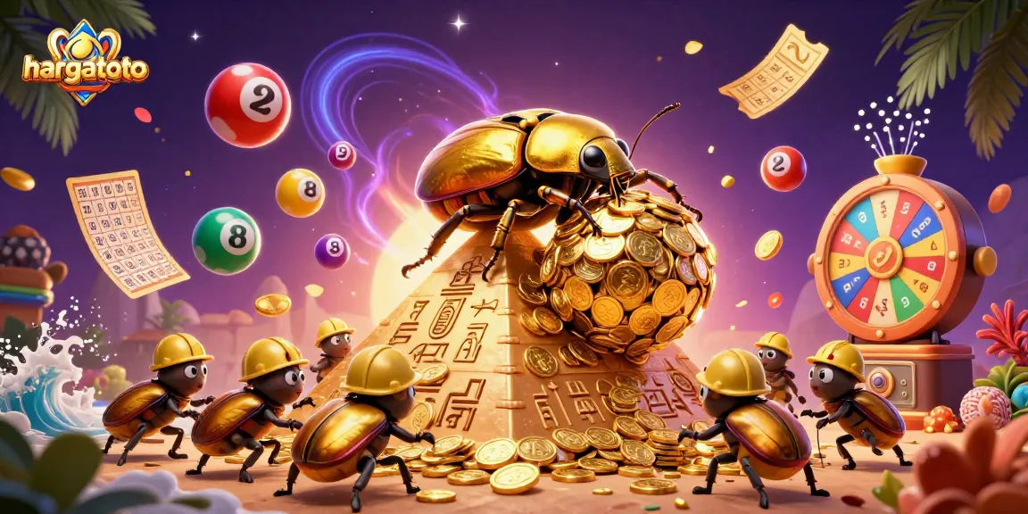 Experience hargatoto excitement with vibrant casino symbols and rolling golden coins.