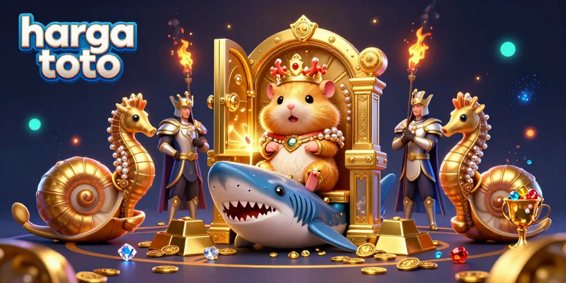 Experience excitement with harga toto in a vibrant, royal gambling scene featuring a golden hamster king.