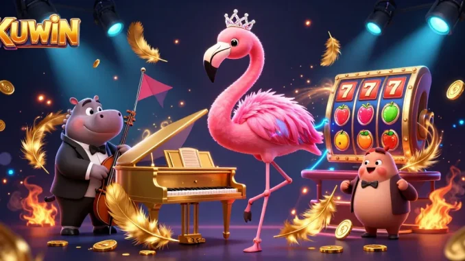 Experience the thrill of KUWIN with vibrant 3D casino scenes filled with cheerful characters and dazzling game elements.