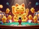 Catch the action at new88ku with golden fireflies and a lucky cat amid vibrant casino symbols.
