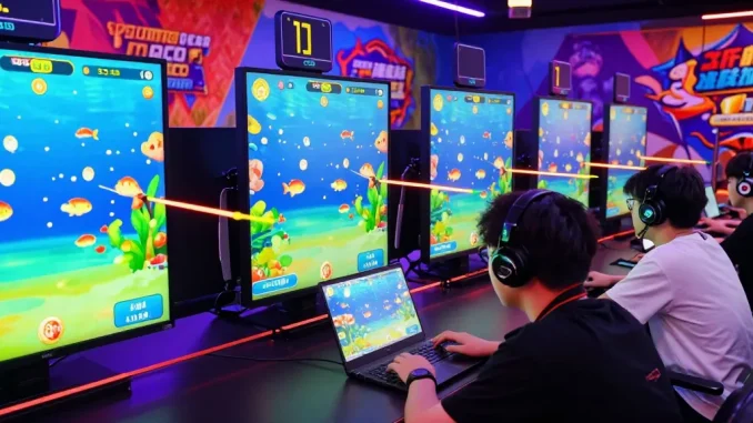 Exciting gameplay scene at https://78wind.com/ showcasing vibrant fish shooting game in action with engaged players.