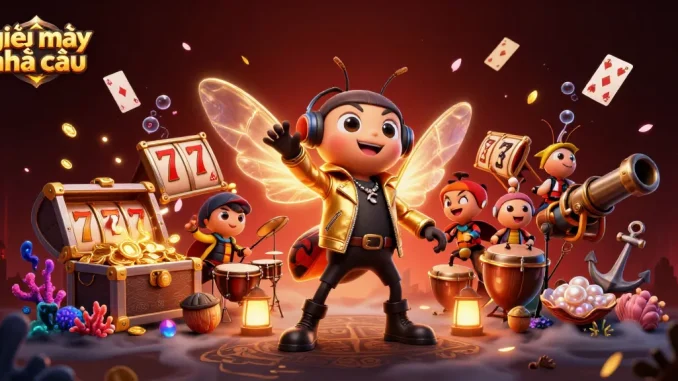Experience the excitement of giải mã nhà cái with a vibrant casino-themed illustration showcasing characters and game elements.
