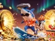 Engaging sports-themed illustration featuring thể thao 789win amidst a vibrant casino scene with a shark and treasures.