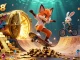 Experience the thrilling action of Sin88 with a skateboarder fox and BMX rabbit amidst casino treasures.