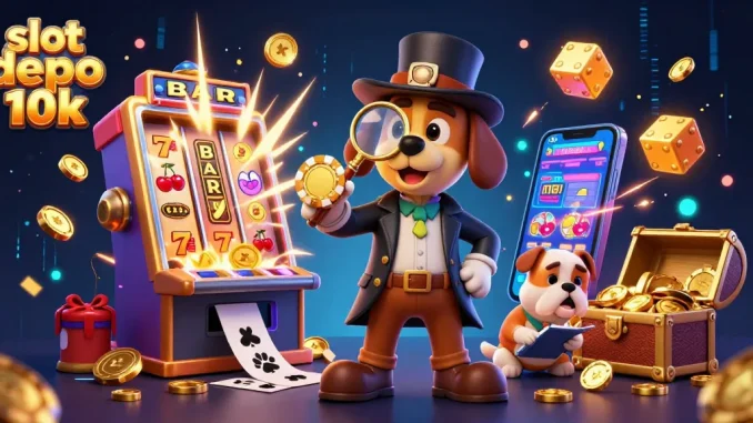 Experience thrilling gameplay with slot depo 10k in an immersive casino scene filled with excitement and jackpot rewards.