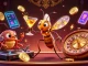 Experience the excitement of 7mcnscore with animated casino characters and crypto elements