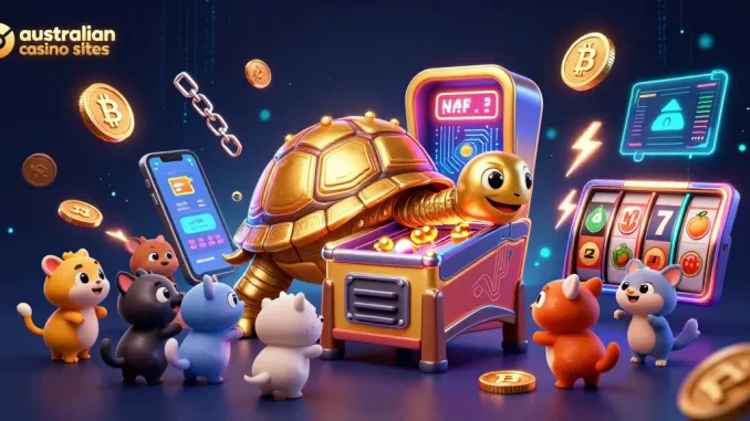 Engage with australian casino sites through an exciting digital scene featuring crypto elements.